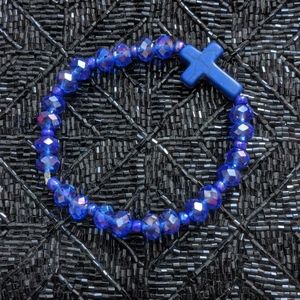Blue Crystal Cross Bracelet